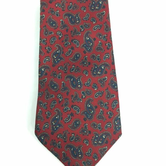 Christian Dior Men's Classic Tie Burgundy Navy Paisley 58" EUC - Picture 1 of 3